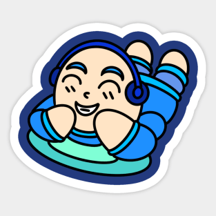 Chibi relax with headphone Sticker